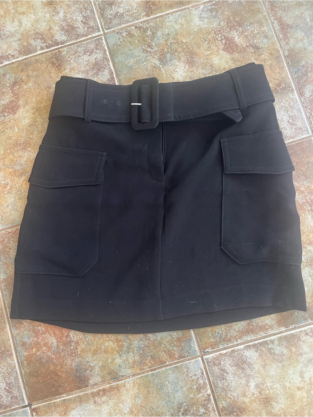 Express Black Mini Skirt with Cargo Pockets and Belt